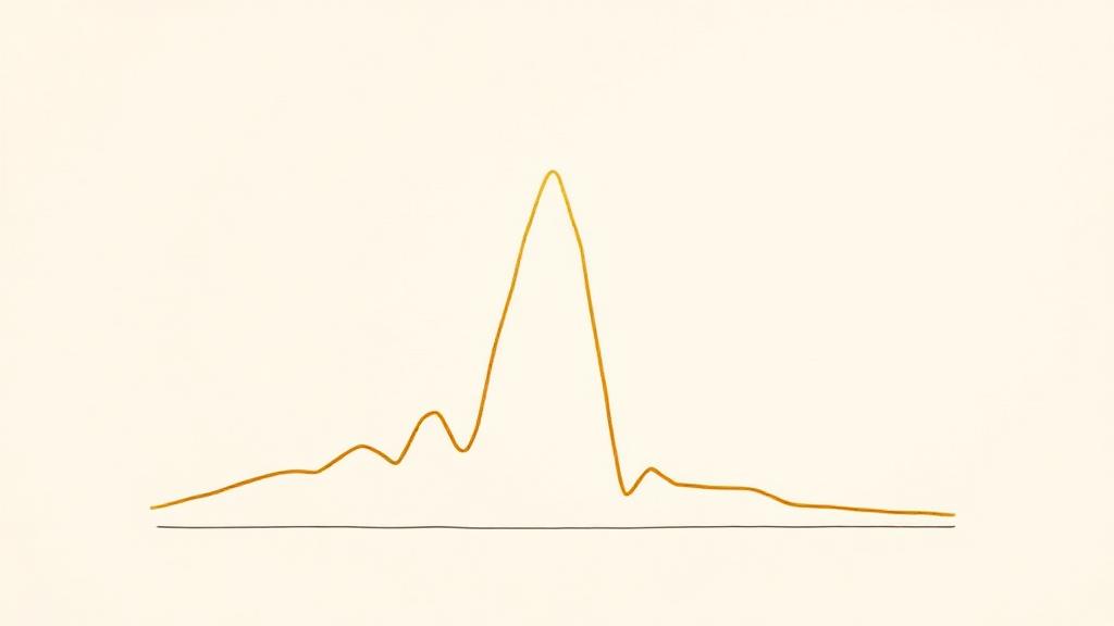 Stylized HPLC chromatogram showing a single dominant purity peak